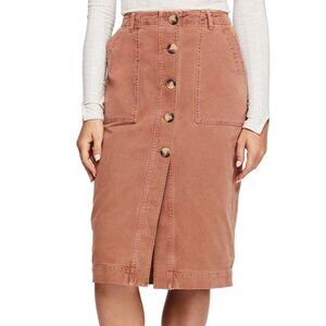 Free People, Mid Length Utility Skirt, Brown, Size 2, NWT
